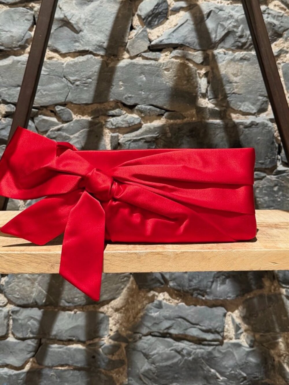Valentino Garavani Red Satin Oversized Bow Clutch